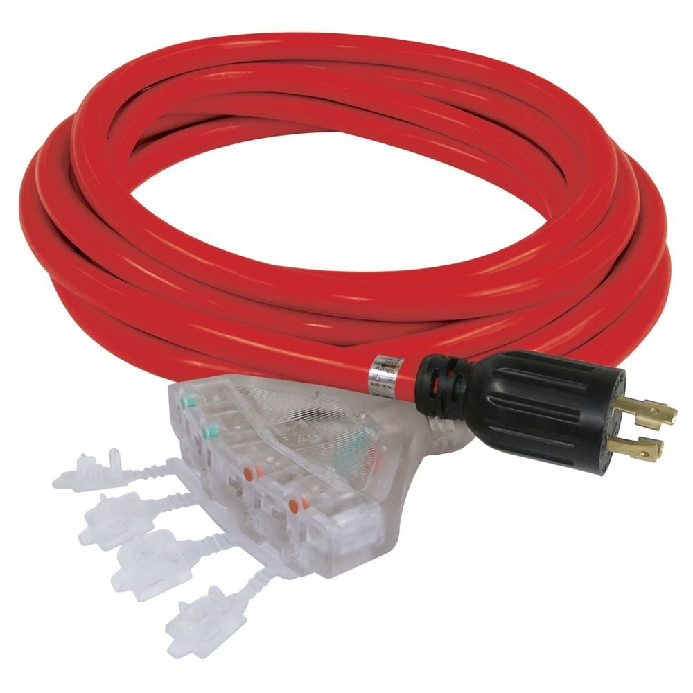 25' Generator Extension Cord with quad Tap
