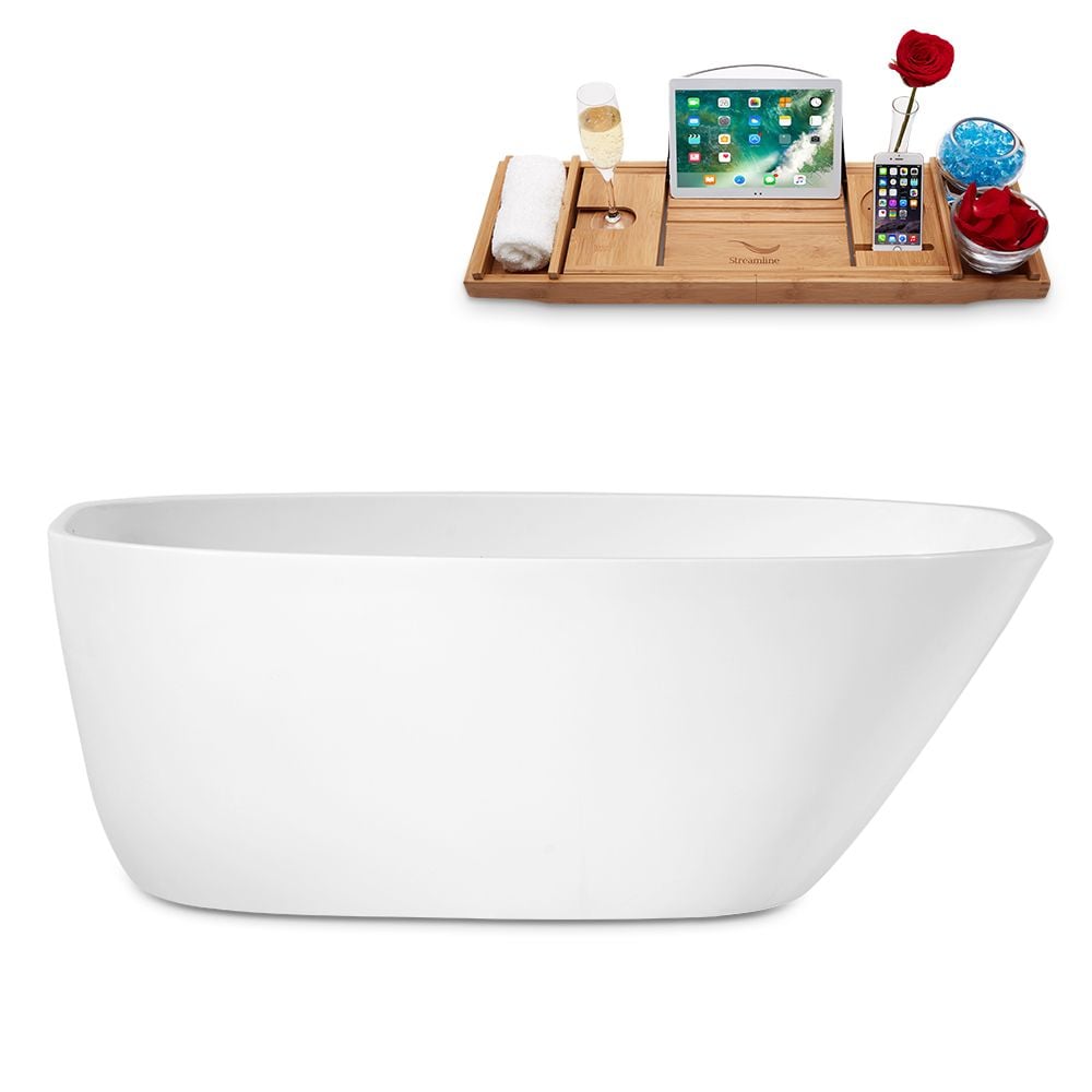 59 inch Streamline N-1780-59-FSWH-FM Freestanding Tub and Tray With Internal Drain
