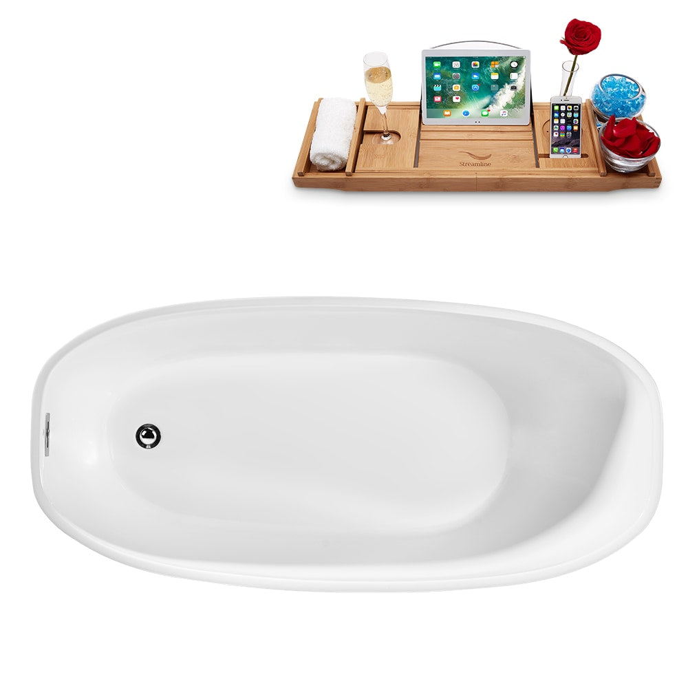 59 inch Streamline N-1780-59-FSWH-FM Freestanding Tub and Tray With Internal Drain