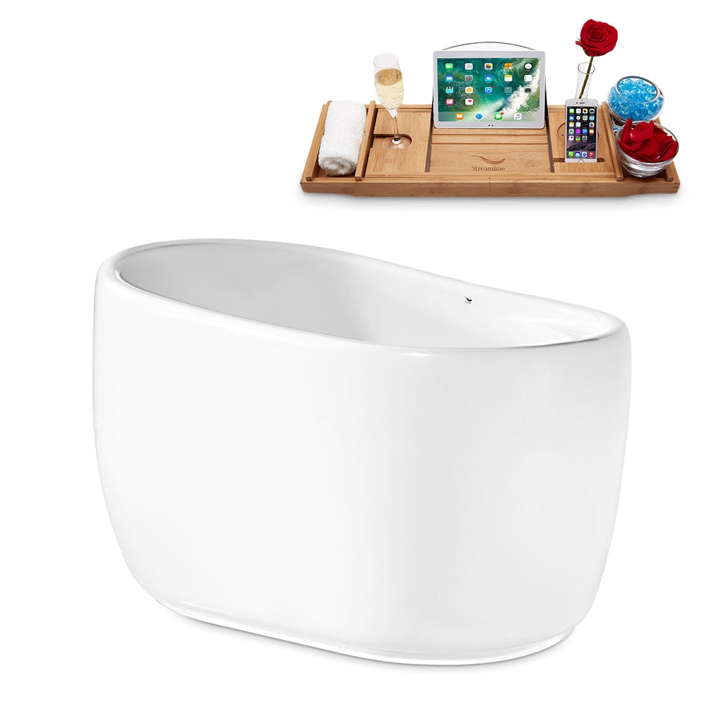 51 inch Streamline N-2040-51FSWH-FM Freestanding Tub and Tray With Internal Drain