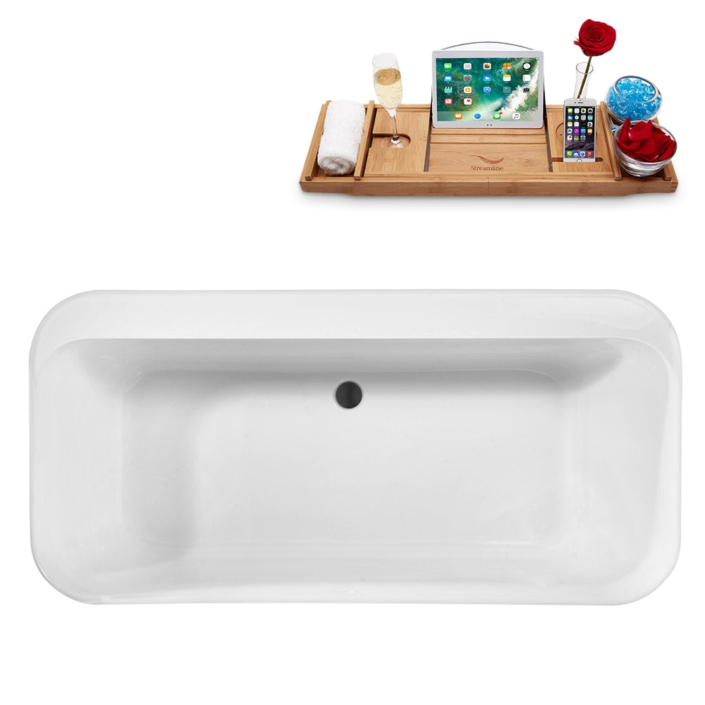 59 inch Streamline N2100BL Freestanding Tub and Tray With Internal Drain