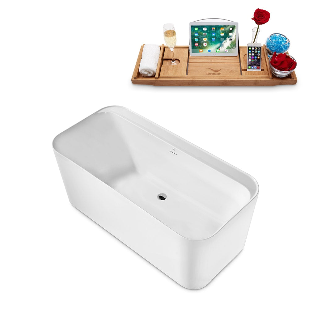 59 inch Streamline N2100CH Freestanding Tub and Tray With Internal Drain