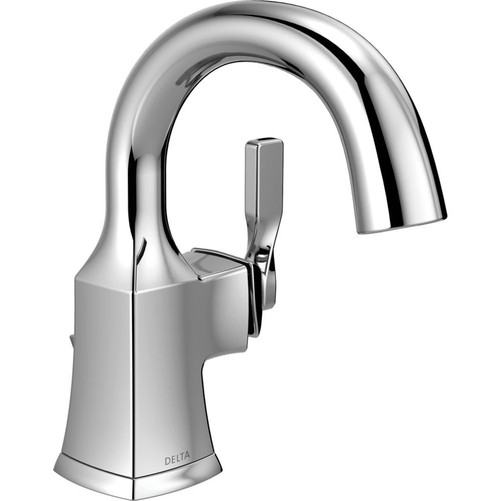 Robinet de lavabo de salle de bain à poignée unique et à trou unique Sawyer, montage sur pont, débit standard, chrome