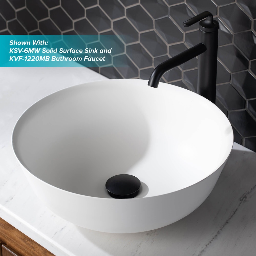 Bonde escamotable pour lavabo de salle de bain sans trop-plein en noir mat