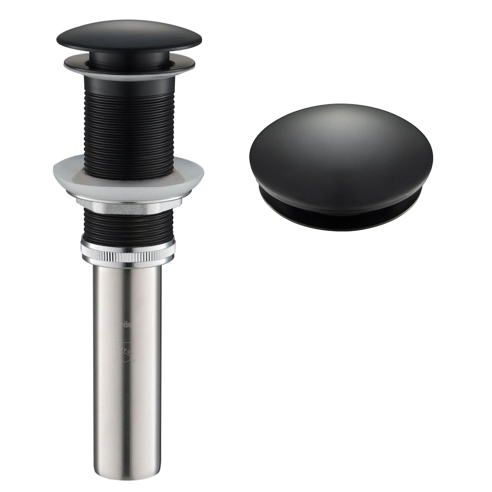 Bonde escamotable pour lavabo de salle de bain sans trop-plein en noir mat