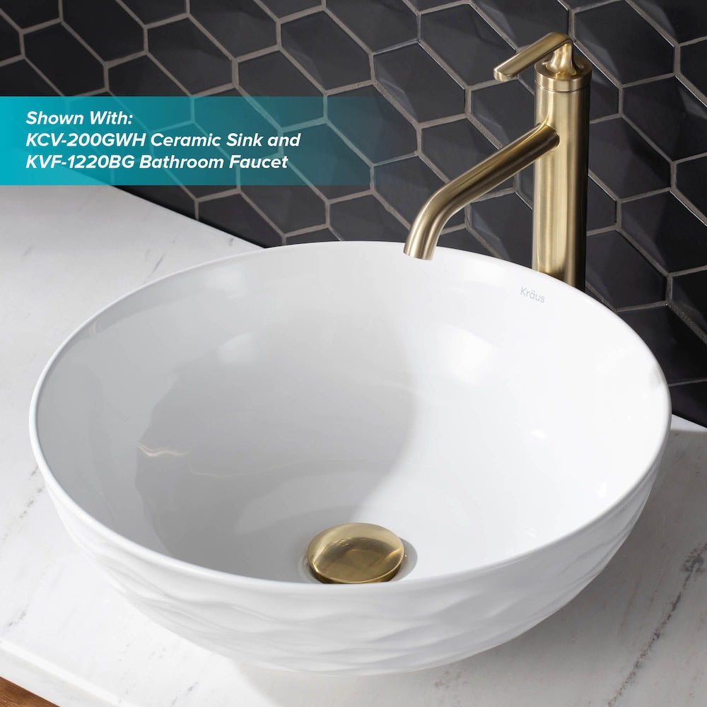 Bonde escamotable pour lavabo de salle de bain sans trop-plein en or brossé