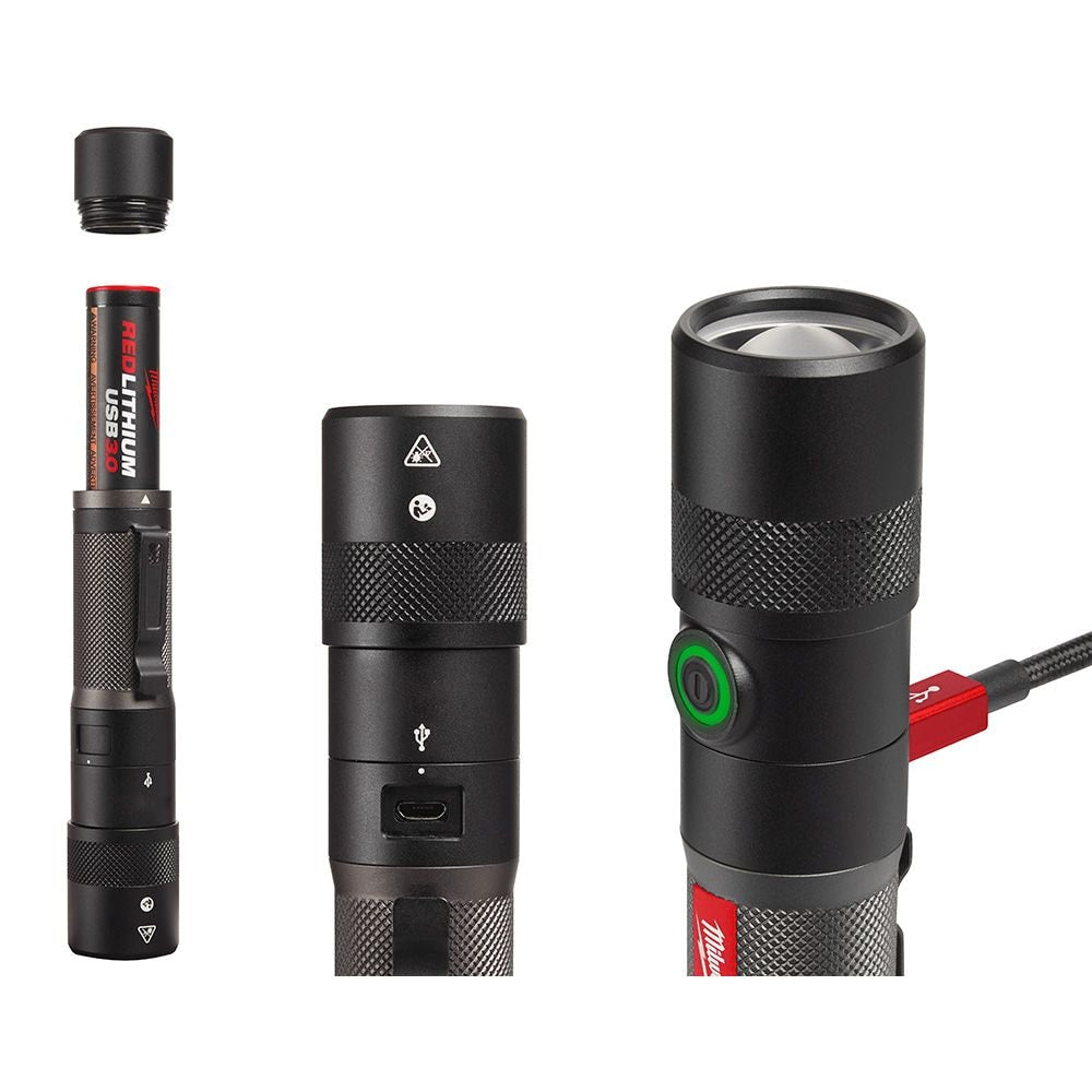 1100 Lumens LED USB Rechargeable Twist Focus Flashlight