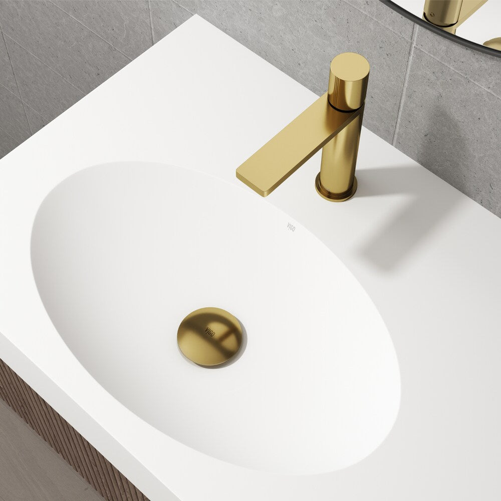 Bathroom Sink Pop-Up Drain with Overflow in Matte Brushed Gold