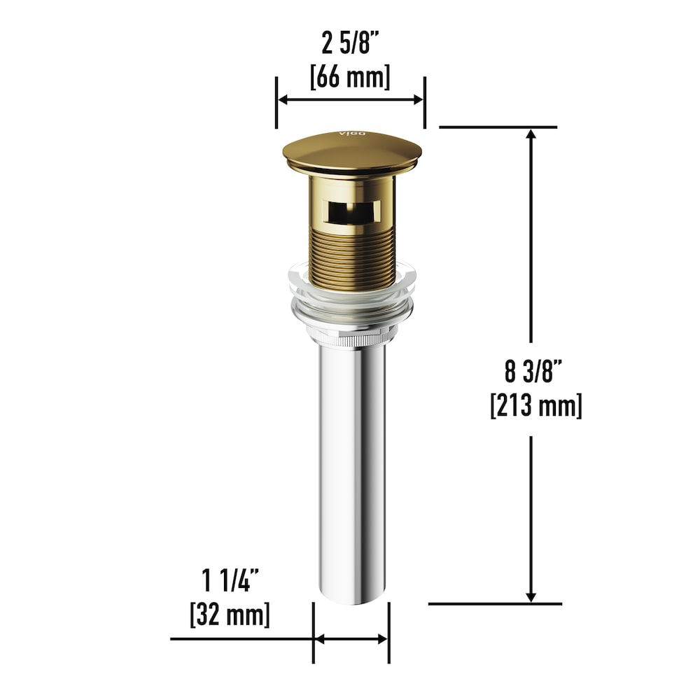 Bathroom Sink Pop-Up Drain with Overflow in Matte Brushed Gold