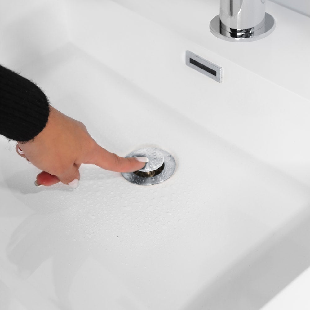 Polished Chrome Pop-Up Bathroom Sink with Overflow