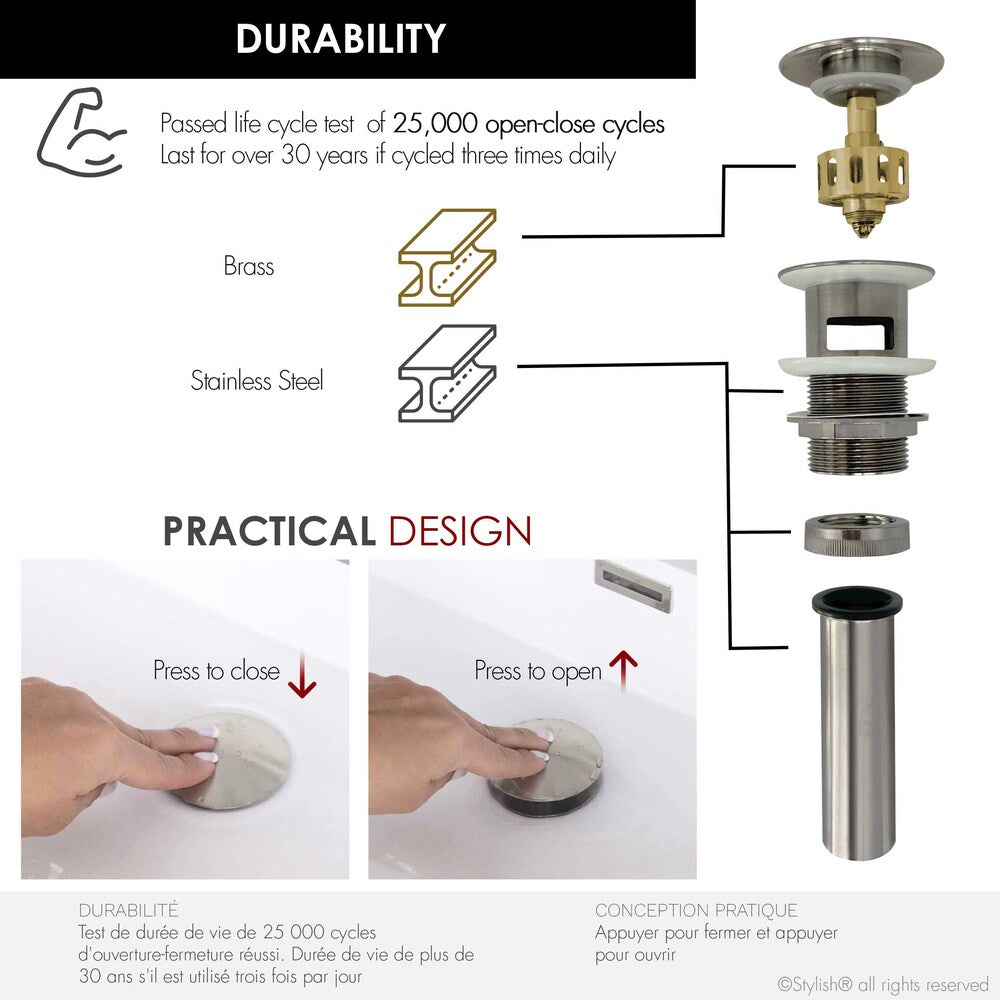 Brushed Nickel Pop-Up Bathroom Sink with Overflow