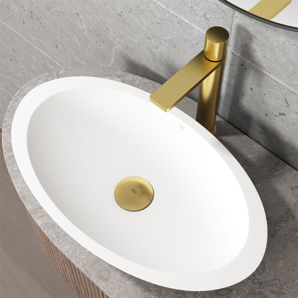 Bonde escamotable pour lavabo de salle de bain et anneau de montage en or mat