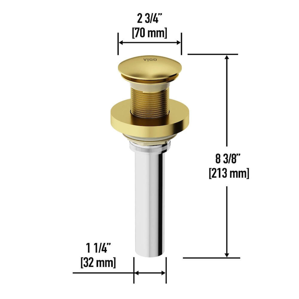 Bonde escamotable pour lavabo de salle de bain et anneau de montage en or mat
