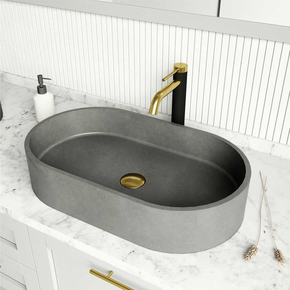 Bonde escamotable pour lavabo de salle de bain et anneau de montage en or mat