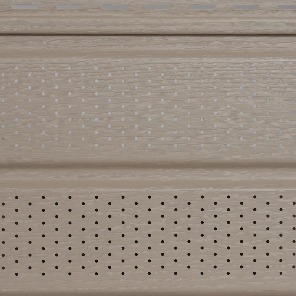 Siding/Solid Soffit (D5) Double 5-inch x 144-inch Vertical Tan Exterior Vinyl Siding Panels (20/Box)