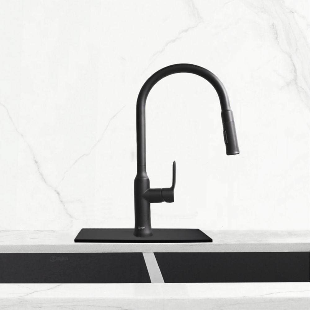 Single Hole Kitchen Faucet Plate in Matte Black