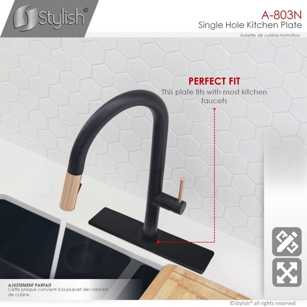 Single Hole Kitchen Faucet Plate in Matte Black