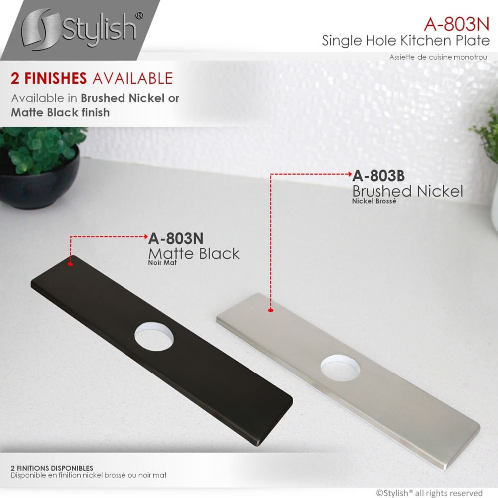 Single Hole Kitchen Faucet Plate in Matte Black