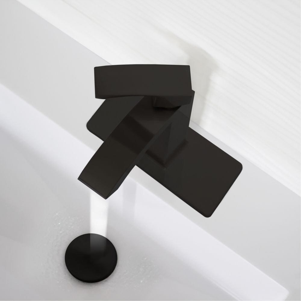 Single Hole Bathroom Faucet Plate in Matte Black