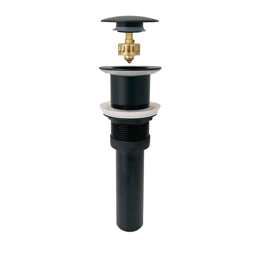 Black Matte Pop-Up Bathroom Sink Drain without Overflow