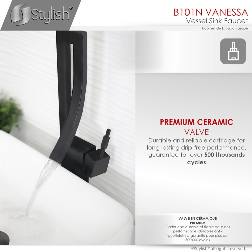 Modern Single Handle Bathroom Faucet in Matte Black