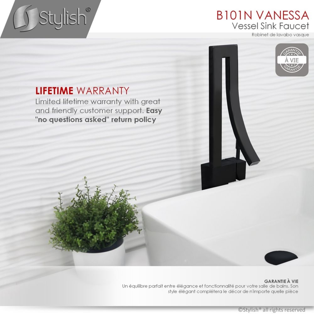 Modern Single Handle Bathroom Faucet in Matte Black