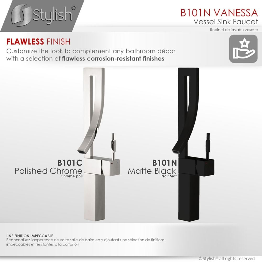 Modern Single Handle Bathroom Faucet in Matte Black
