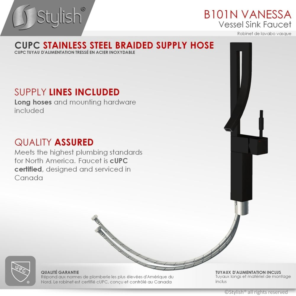 Modern Single Handle Bathroom Faucet in Matte Black