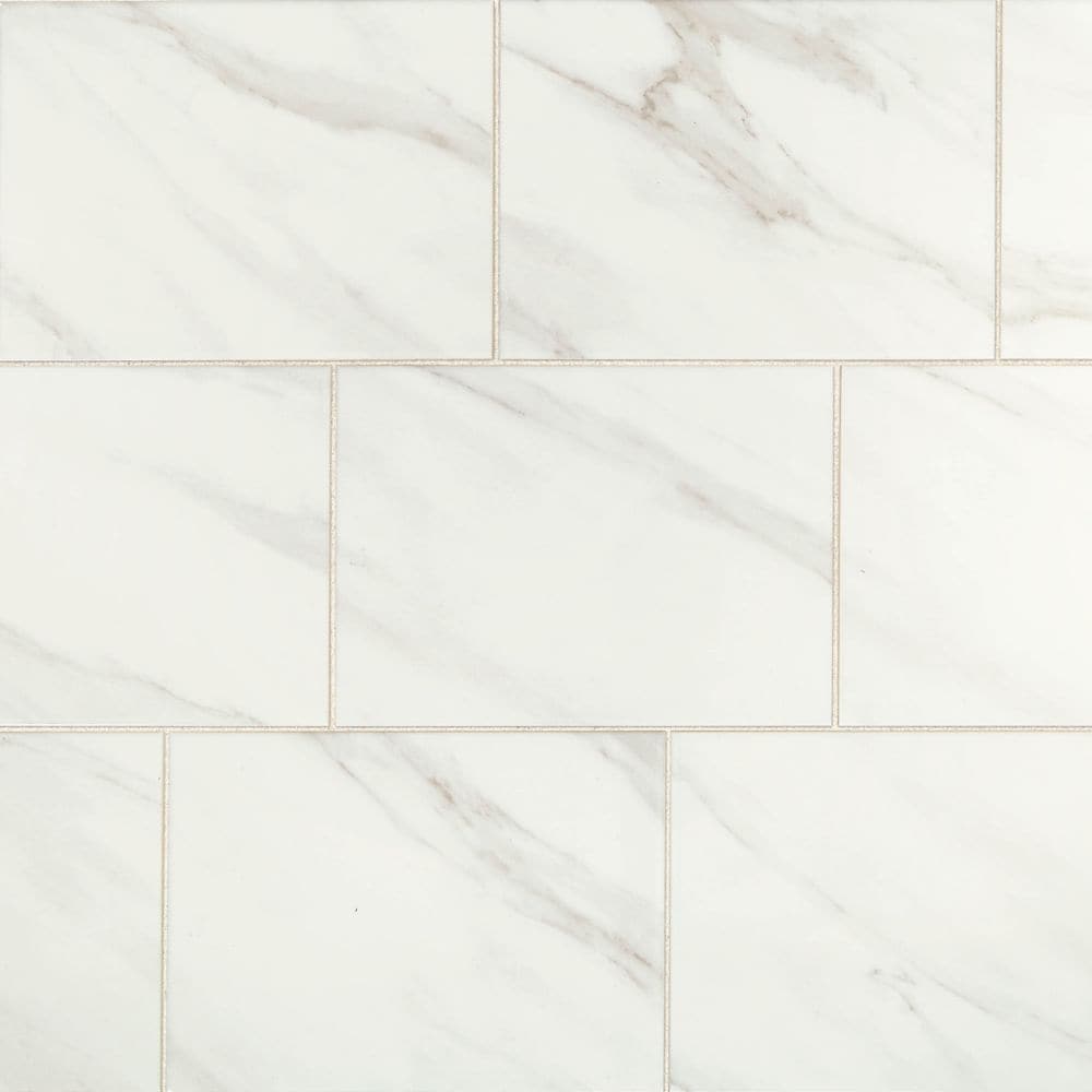 Carreaux muraux en céramique émaillée brillante Selwyn Bianco Calacatta de 10 po x 14 po