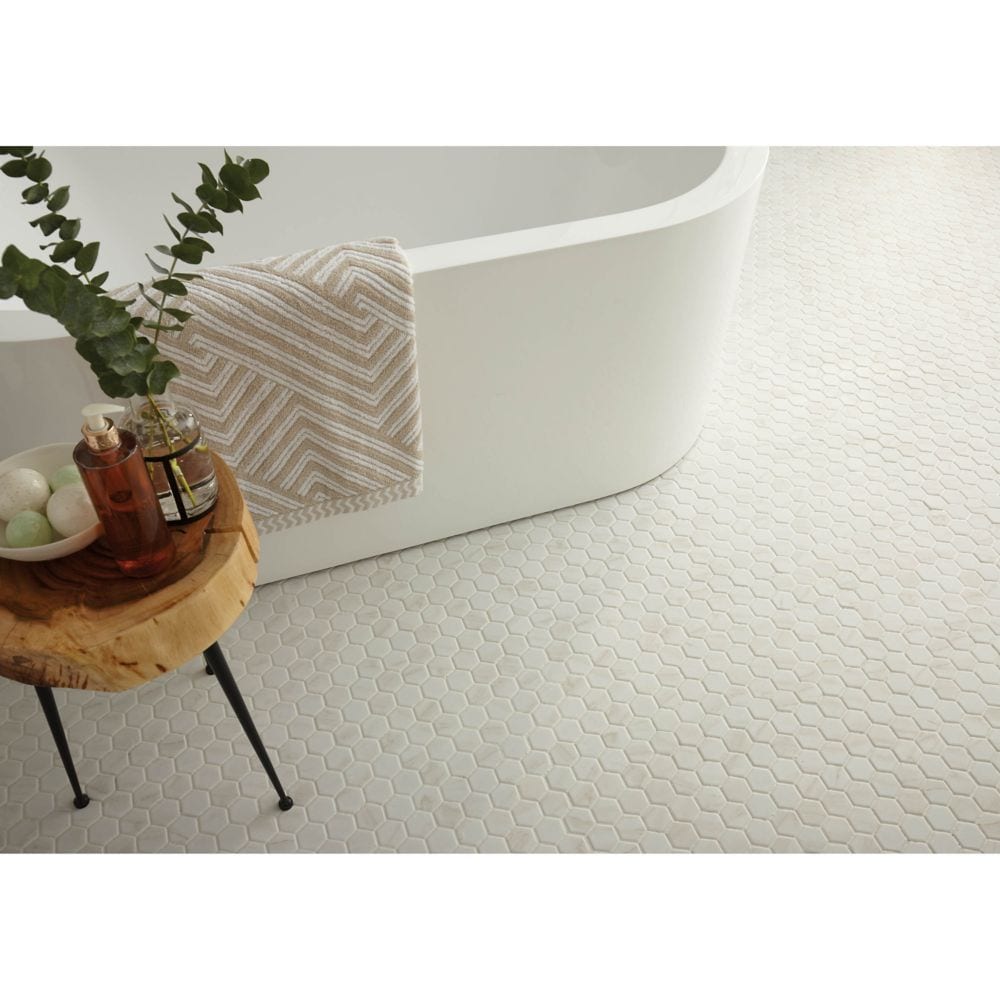 Carreaux muraux en céramique émaillée brillante Selwyn Bianco Calacatta de 10 po x 14 po
