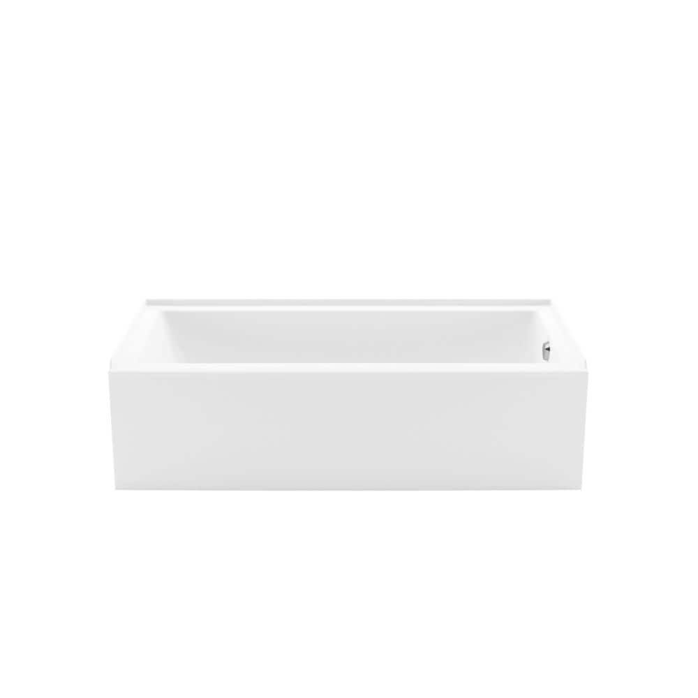 Bosca Access 60L x 30W x 14H Acrylic Rectangular Alcove Bathtub, Right Drain, in White with Certified Anti-Slip Floor