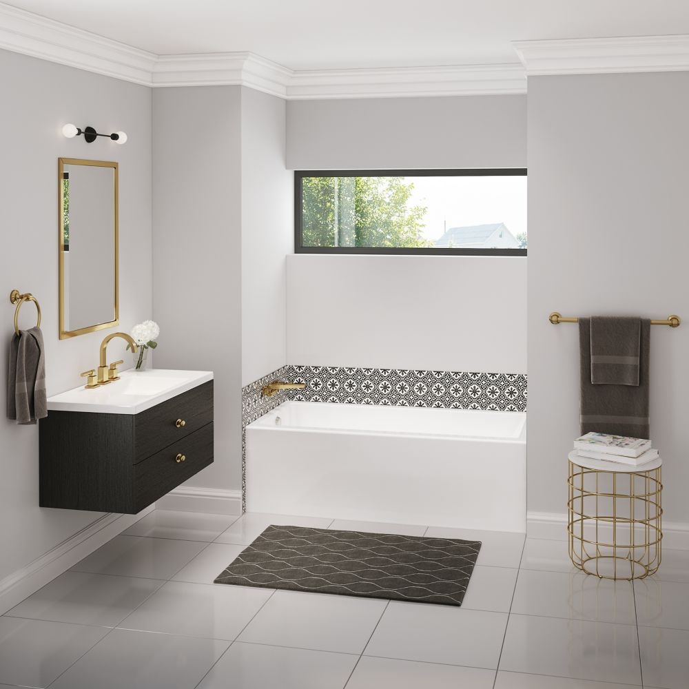 Bosca 60L x 32W x 20H Acrylic Alcove Bathtub with 14-inch Soaking Depth & Above-The-Floor-Rough, Left Drain