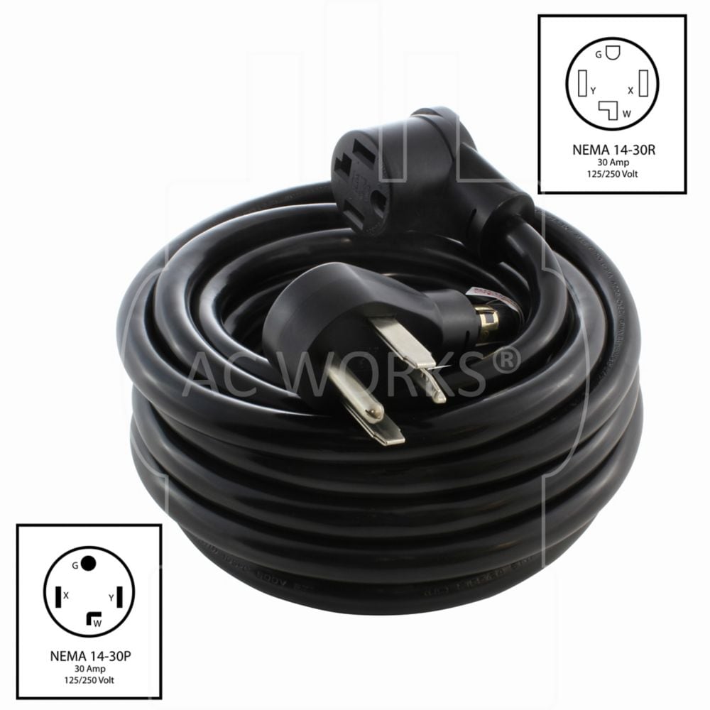 25ft. 30A 125/250Volt NEMA 14-30 4-Prong Dryer Heavy Duty STW 10/4 Extension Cord