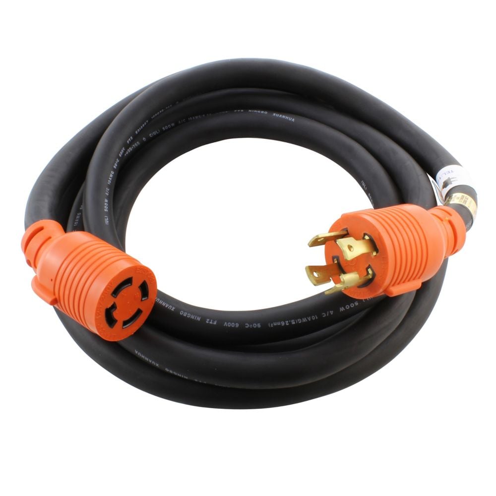 10ft. 10/4 SOOW NEMA L14-30 30A 125/250V Generator Rubber Extension Cord