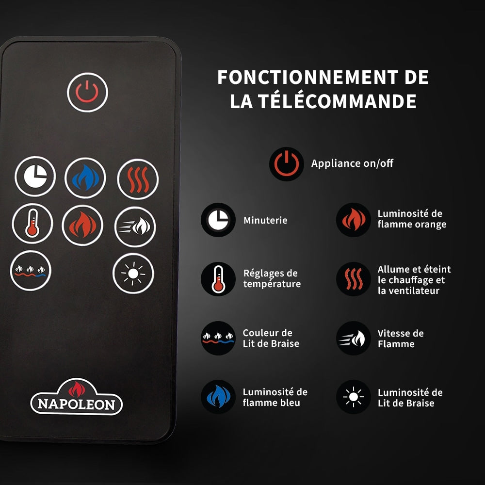 Foyer électrique Entice de 72 pouces de large monté en surface ou encastré au mur - profondeur compacte