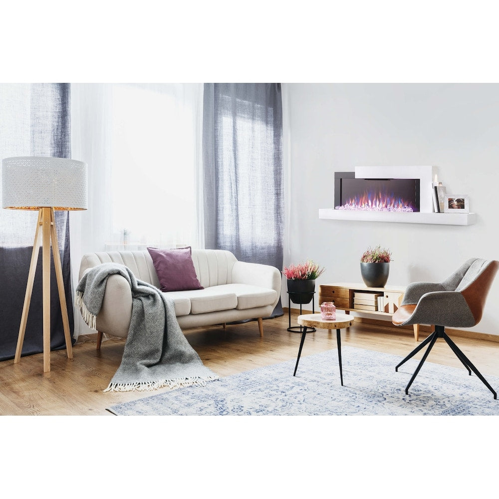 Foyer électrique mural large de 59 pouces de Stylus Cara avec étagère intégrée et chargement USB