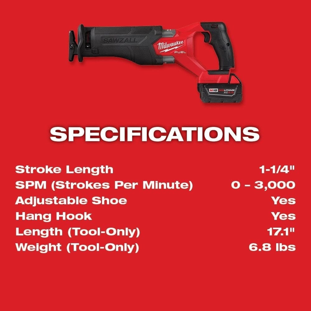 M18 FUEL GEN-2 18V Lithium-Ion Brushless Cordless SAWZALL Reciprocating Saw (Tool-Only)