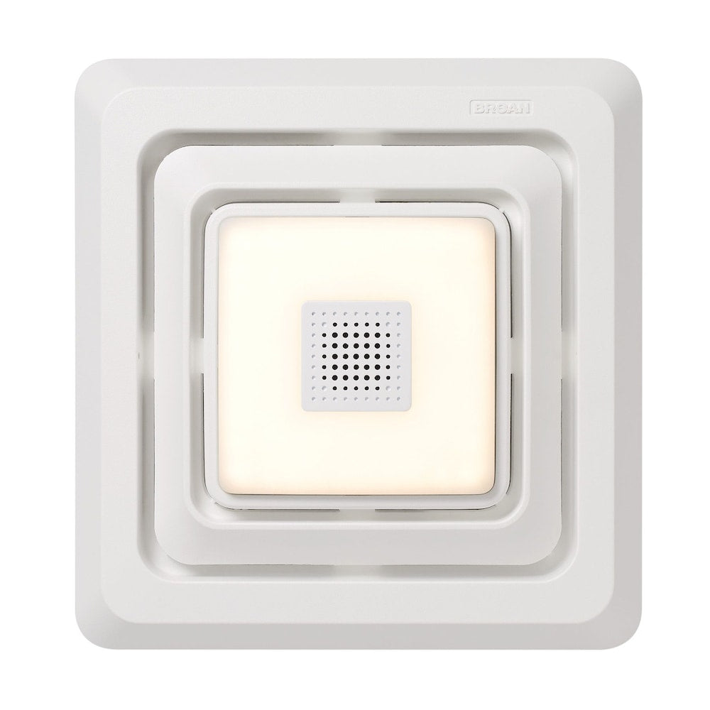 Grille/couvercle de mise à niveau du ventilateur d'extraction de salle de bain à installation rapide avec haut-parleur Bluetooth et lumière LED