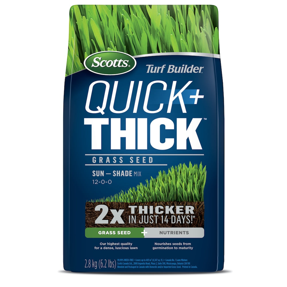 Turf Builder Quick + Thick Grass Seed Sun-Shade Mix 12-0-0 -  2.8kg - 403m2 (4,347ft2)