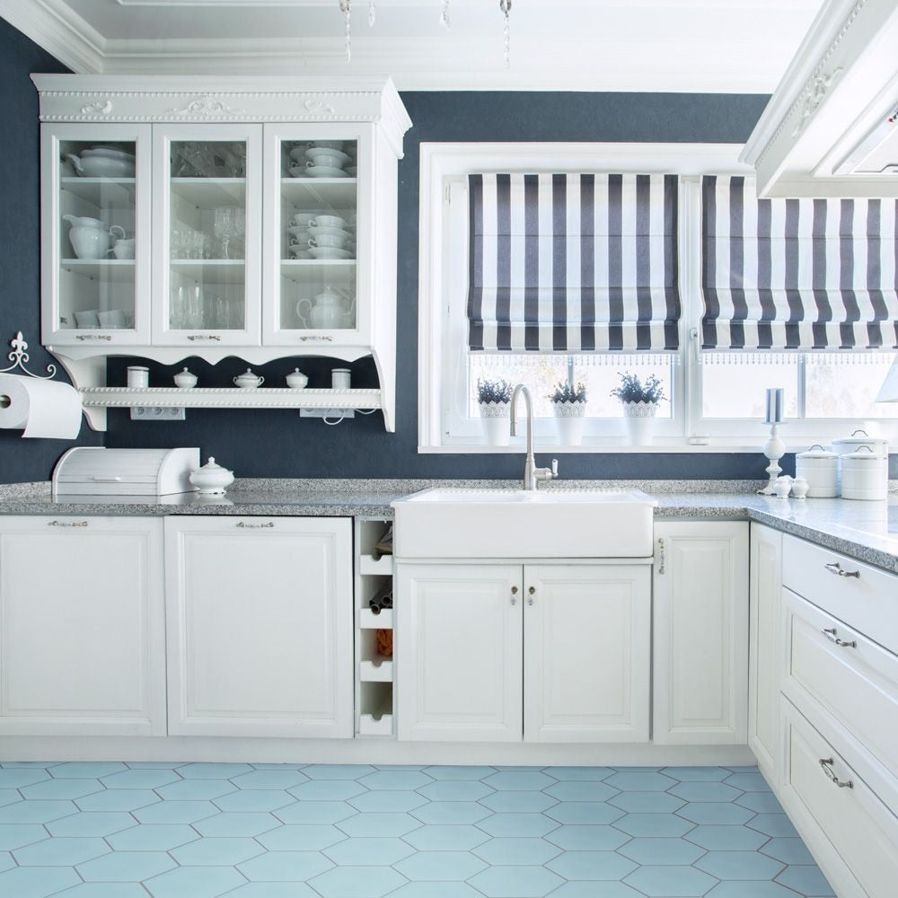 SAMPLE - Textile Hex 9-7/8 in. x 8-5/8 in. Aqua Porcelain Floor and Wall Tile