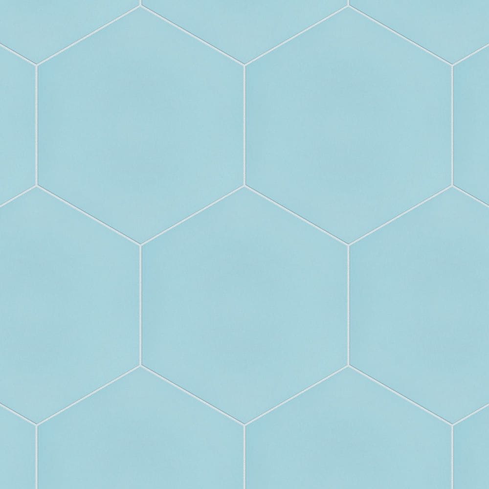 SAMPLE - Textile Hex 9-7/8 in. x 8-5/8 in. Aqua Porcelain Floor and Wall Tile
