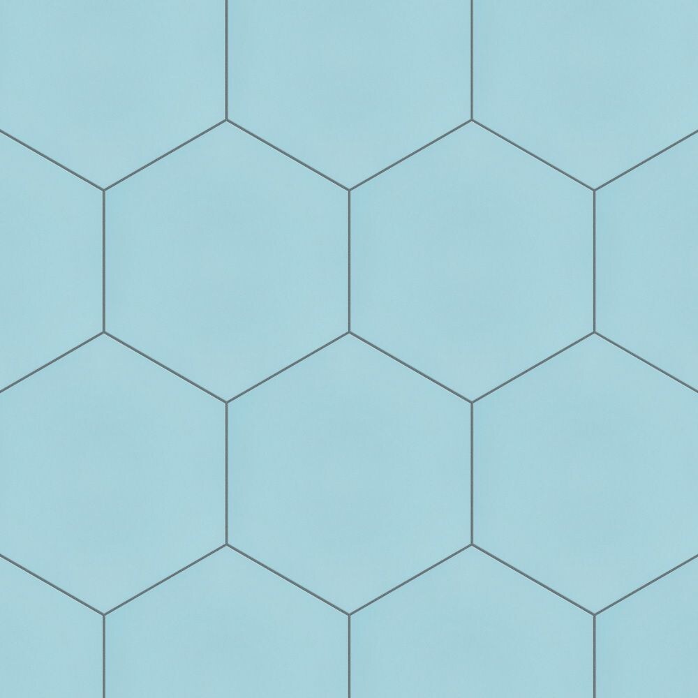 SAMPLE - Textile Hex 9-7/8 in. x 8-5/8 in. Aqua Porcelain Floor and Wall Tile