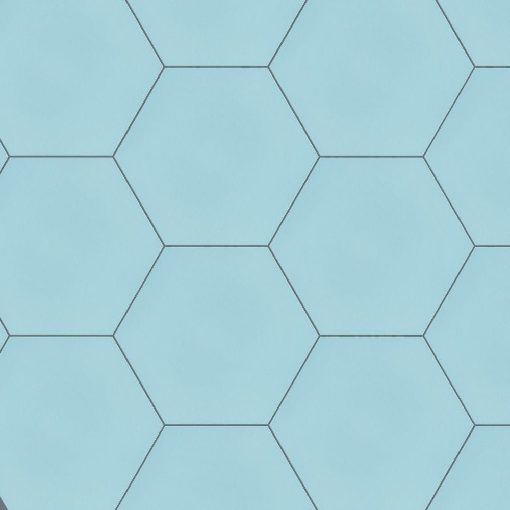 SAMPLE - Textile Hex 9-7/8 in. x 8-5/8 in. Aqua Porcelain Floor and Wall Tile