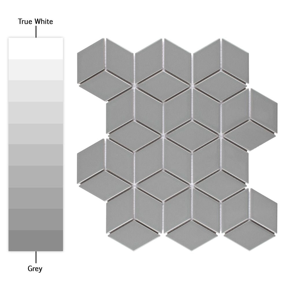 SAMPLE - Metro Rhombus Glossy Light Grey 6 in. x 6 in. Porcelain Mosaic
