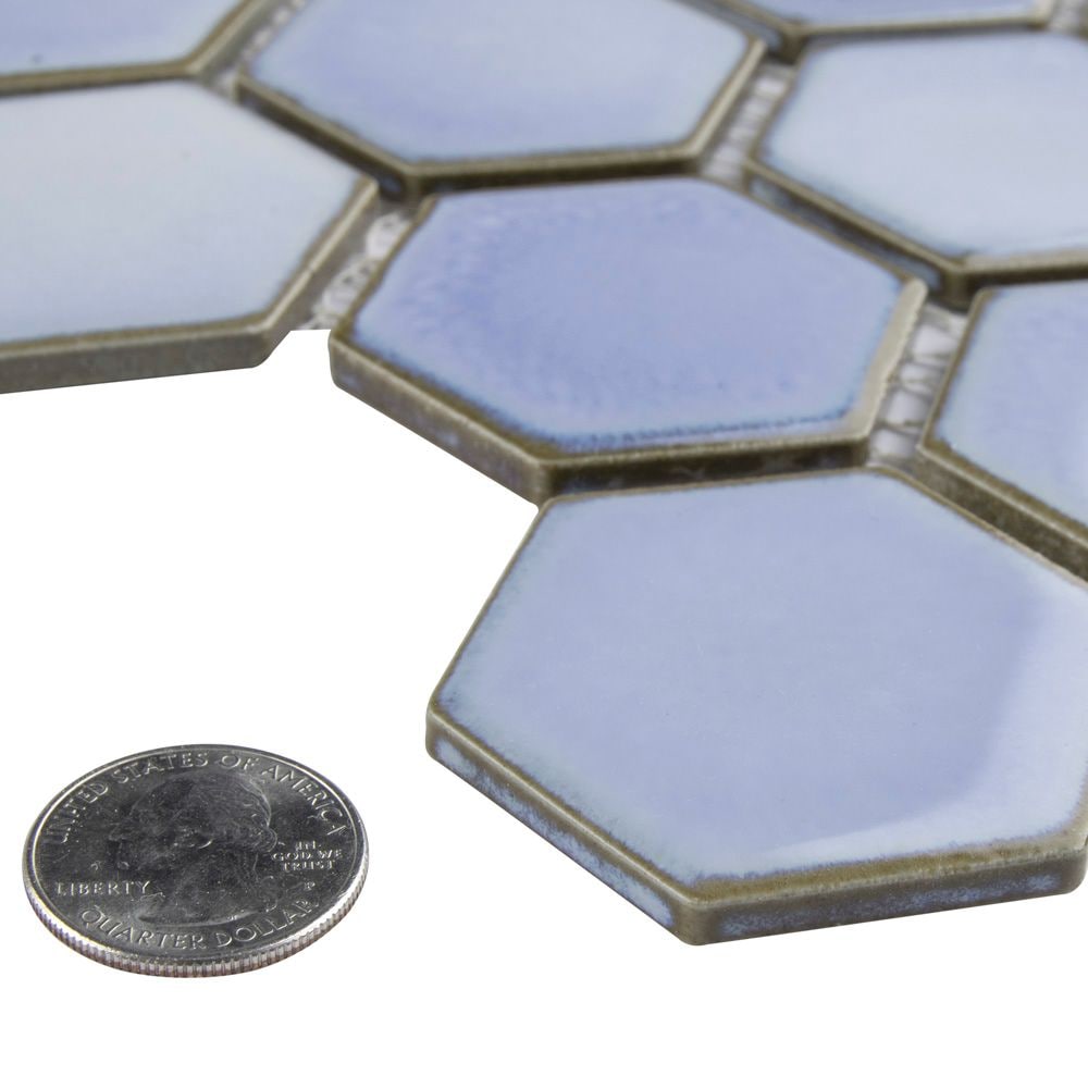 SAMPLE - Hudson Due 2" Hex 6 in. x 6 in. Frost Blue Porcelain Mosaic Tile