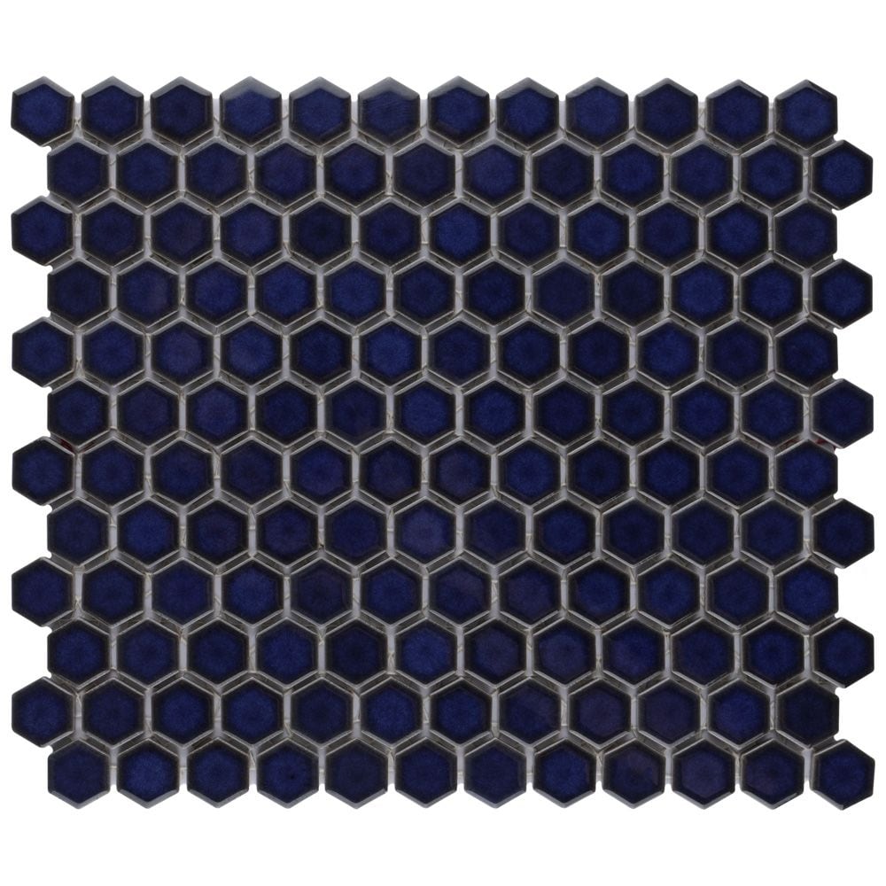 SAMPLE - Harlem Hex Cobalt 6 in. x 6 in. Porcelain Mosaic Tile