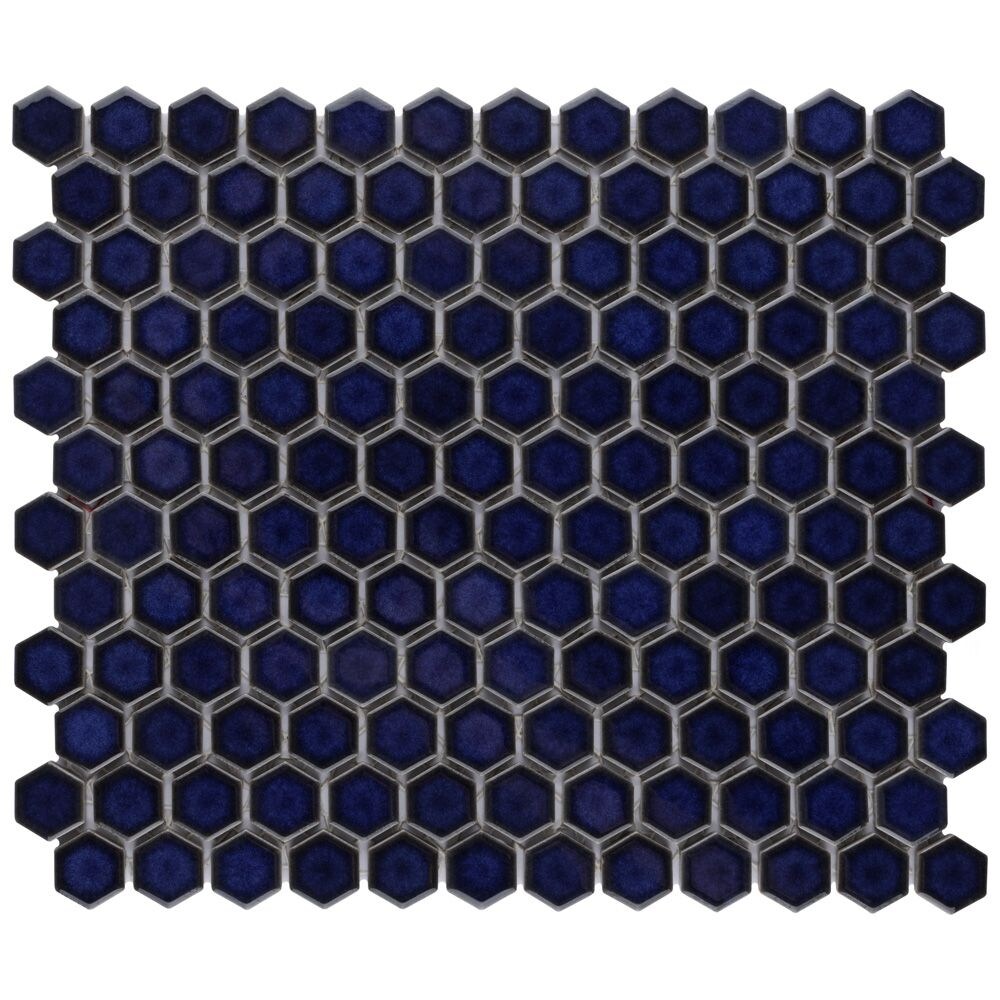 SAMPLE - Harlem Hex Cobalt 6 in. x 6 in. Porcelain Mosaic Tile