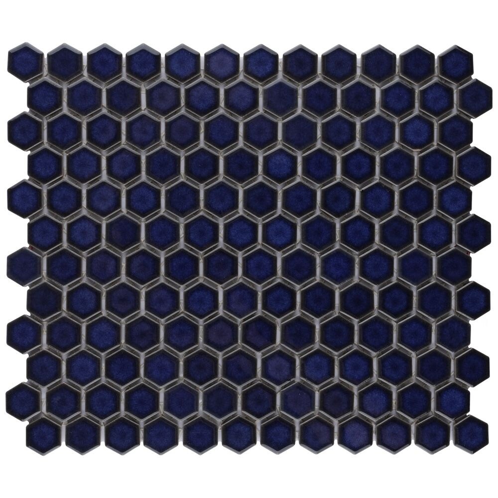 SAMPLE - Harlem Hex Cobalt 6 in. x 6 in. Porcelain Mosaic Tile