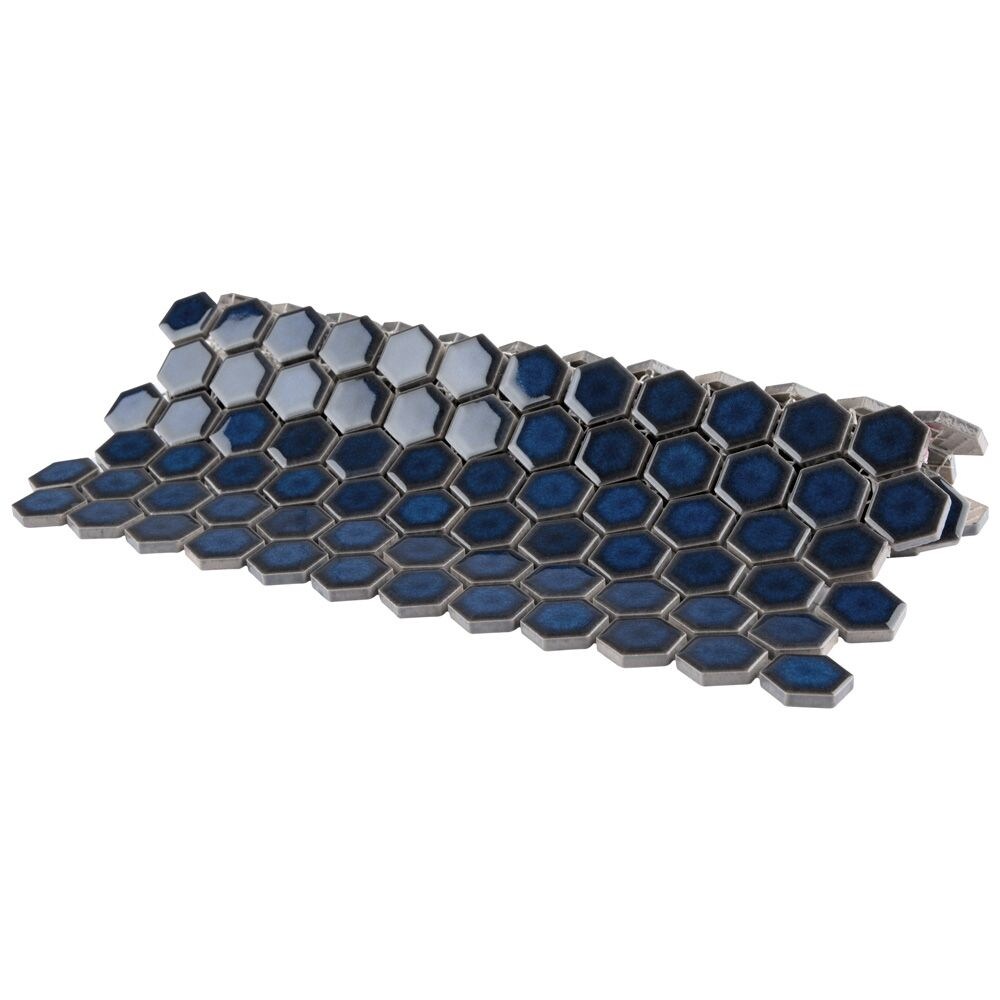 SAMPLE - Harlem Hex Cobalt 6 in. x 6 in. Porcelain Mosaic Tile