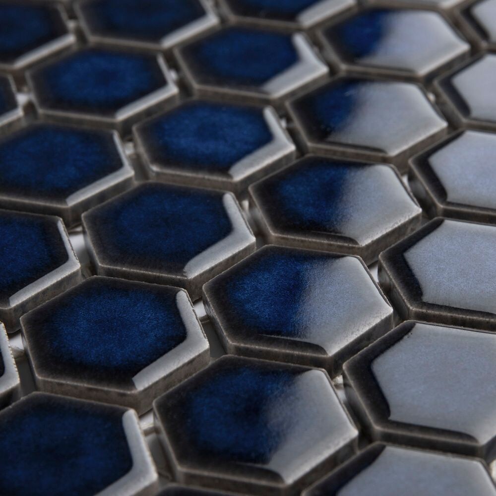SAMPLE - Harlem Hex Cobalt 6 in. x 6 in. Porcelain Mosaic Tile